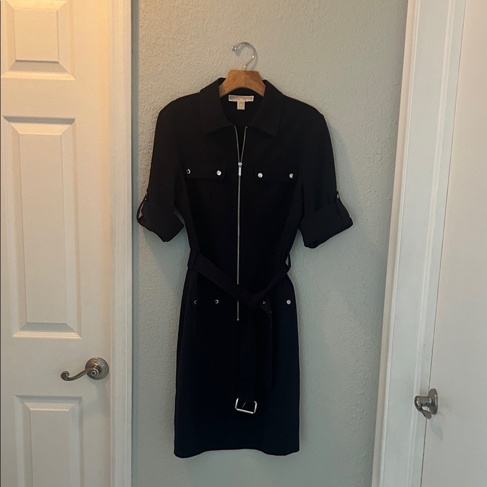 Elegant Navy Shirt Dress